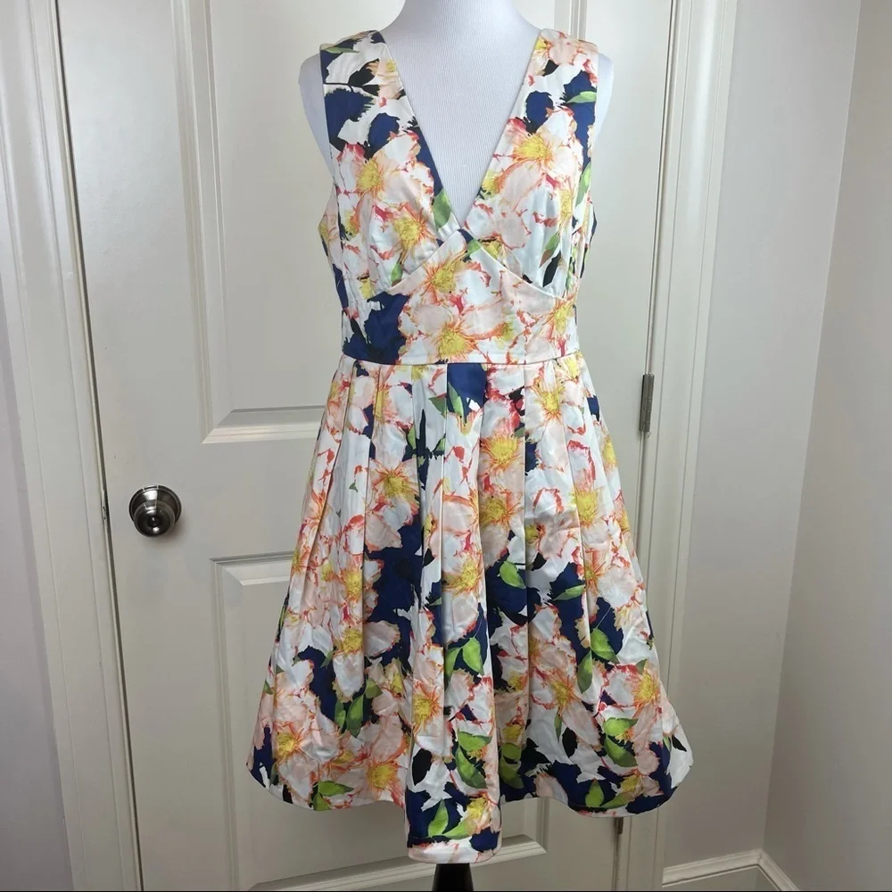 J Crew Collection Floral Cove V-neck Dress Cotton Sleeveless Size 6